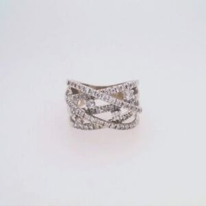 14k white gold 5 row crisscross diamond ring size 8